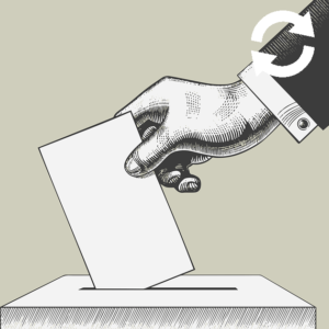 Personne déposant son vote dans une urne